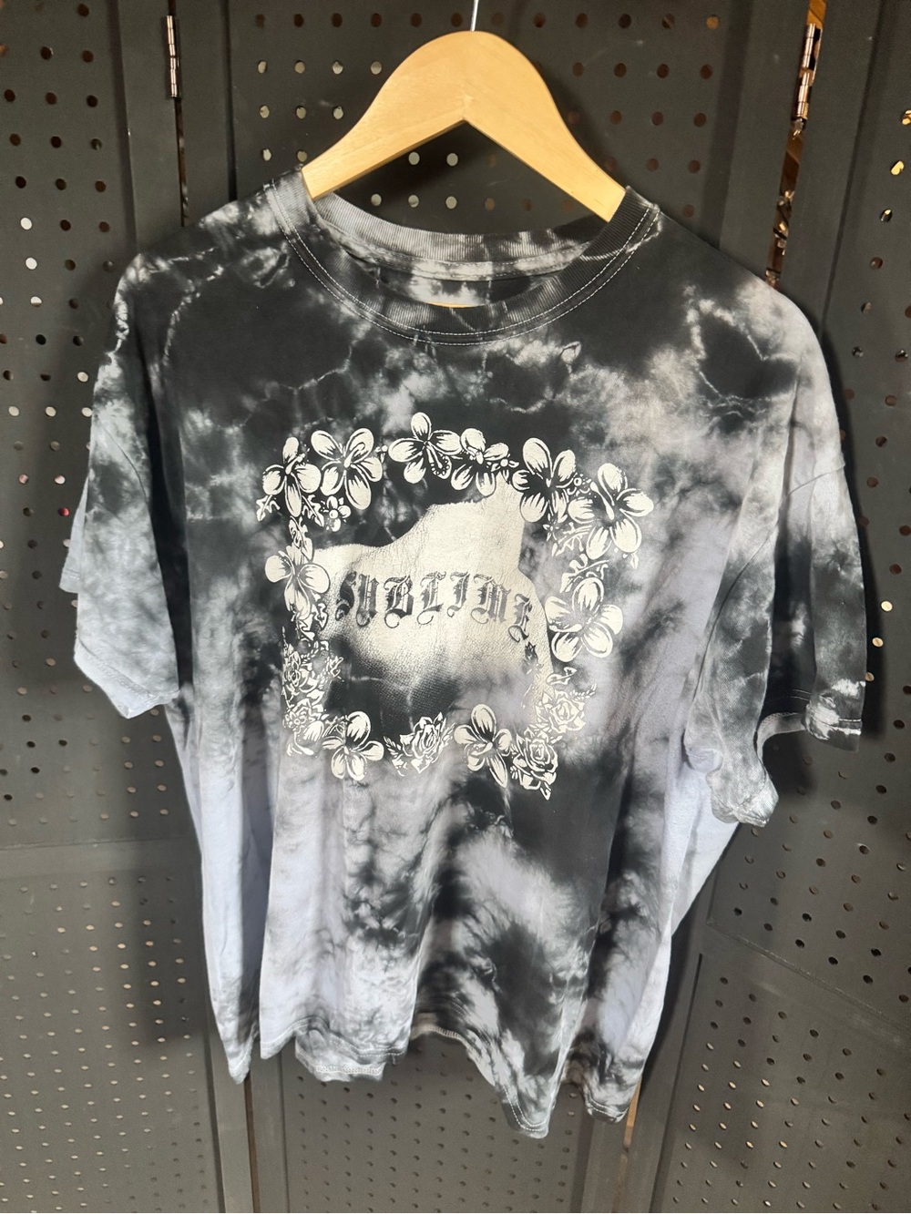 Sublime Black & Gray Tie-Dye Floral Graphic Tee